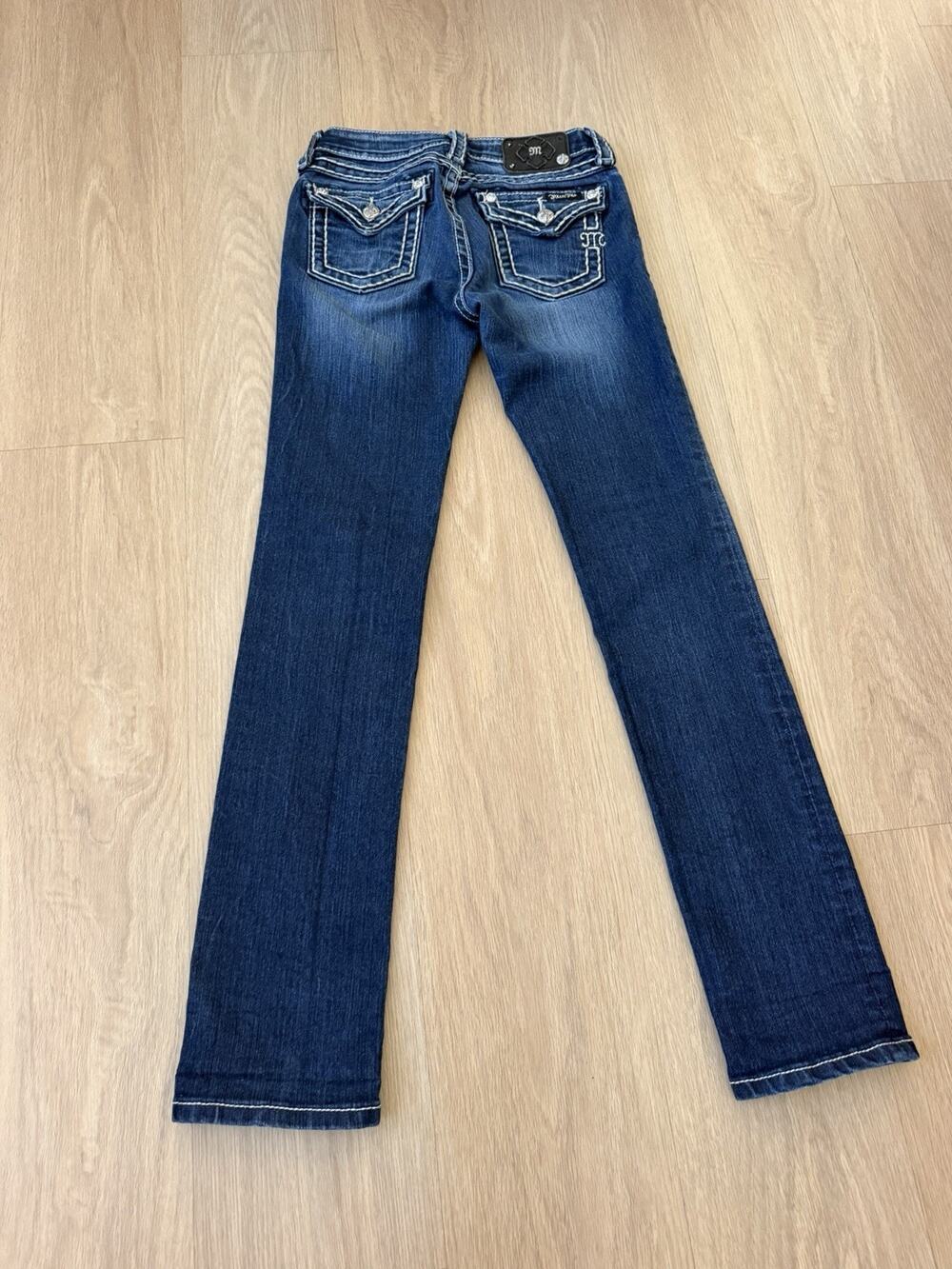 Miss Me Girls Bootcut Sz 14 Jeans Medium Wash Midrise Embellishment